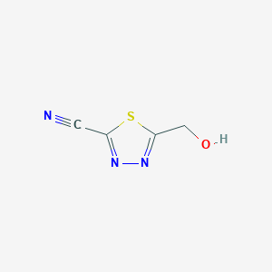 molecular formula C4H3N3OS B13268344 5-(Hydroxymethyl)-1,3,4-thiadiazole-2-carbonitrile 