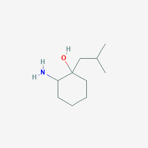 molecular formula C10H21NO B13268391 2-Amino-1-(2-methylpropyl)cyclohexan-1-OL 