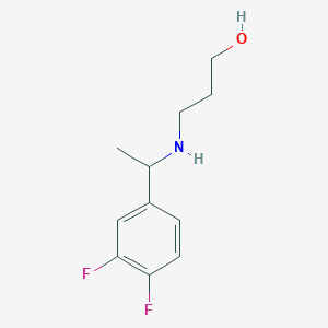 molecular formula C11H15F2NO B13268399 3-{[1-(3,4-Difluorophenyl)ethyl]amino}propan-1-ol 
