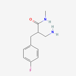 molecular formula C11H15FN2O B13268411 3-amino-2-[(4-fluorophenyl)methyl]-N-methylpropanamide 