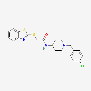 molecular formula C21H22ClN3OS2 B13268414 2-(1,3-benzothiazol-2-ylsulfanyl)-N-{1-[(4-chlorophenyl)methyl]piperidin-4-yl}acetamide CAS No. 353791-86-3