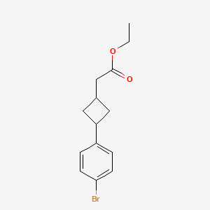 molecular formula C14H17BrO2 B13268424 Ethyl 2-(3-(4-bromophenyl)cyclobutyl)acetate 