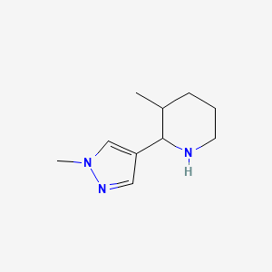 molecular formula C10H17N3 B13268460 3-methyl-2-(1-methyl-1H-pyrazol-4-yl)piperidine 