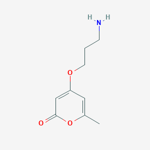 molecular formula C9H13NO3 B13268468 4-(3-Aminopropoxy)-6-methyl-2H-pyran-2-one 