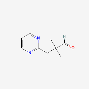 molecular formula C9H12N2O B13268473 2,2-Dimethyl-3-(pyrimidin-2-yl)propanal 