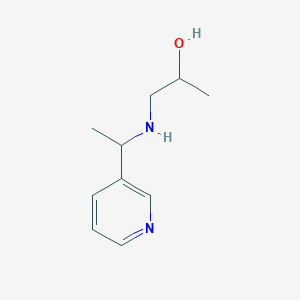 molecular formula C10H16N2O B13268545 1-{[1-(Pyridin-3-yl)ethyl]amino}propan-2-ol 