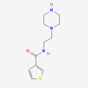 molecular formula C11H17N3OS B13268560 N-[2-(Piperazin-1-YL)ethyl]thiophene-3-carboxamide 