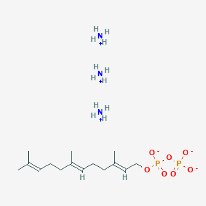 molecular formula C15H37N3O7P2 B132686 Triazanium;[oxido-[(2E,6E)-3,7,11-trimethyldodeca-2,6,10-trienoxy]phosphoryl] phosphate CAS No. 116057-57-9