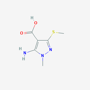 molecular formula C6H9N3O2S B13268622 5-amino-1-methyl-3-(methylsulfanyl)-1H-pyrazole-4-carboxylic acid 