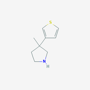 molecular formula C9H13NS B13268684 3-Methyl-3-(thiophen-3-YL)pyrrolidine 