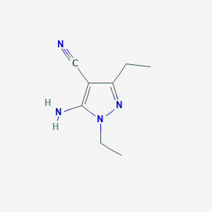 molecular formula C8H12N4 B13268770 5-Amino-1,3-diethyl-1H-pyrazole-4-carbonitrile 