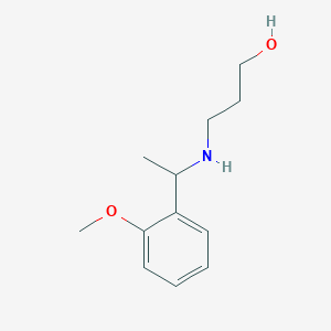 molecular formula C12H19NO2 B13268794 3-{[1-(2-Methoxyphenyl)ethyl]amino}propan-1-ol 
