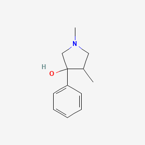 molecular formula C12H17NO B13268851 1,4-Dimethyl-3-phenylpyrrolidin-3-ol 