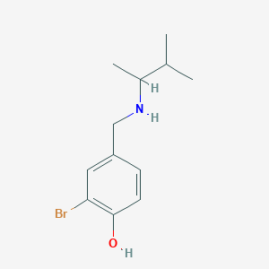 molecular formula C12H18BrNO B13268895 2-Bromo-4-{[(3-methylbutan-2-yl)amino]methyl}phenol 