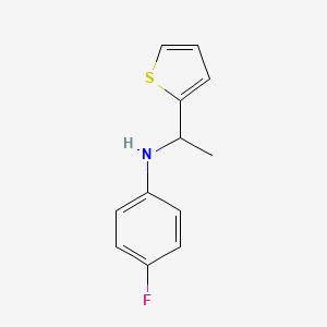 molecular formula C12H12FNS B13268923 4-Fluoro-N-[1-(thiophen-2-YL)ethyl]aniline 