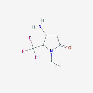 molecular formula C7H11F3N2O B13268929 4-Amino-1-ethyl-5-(trifluoromethyl)pyrrolidin-2-one 