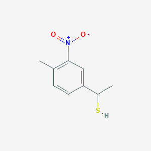 molecular formula C9H11NO2S B13268945 1-(4-Methyl-3-nitrophenyl)ethane-1-thiol 