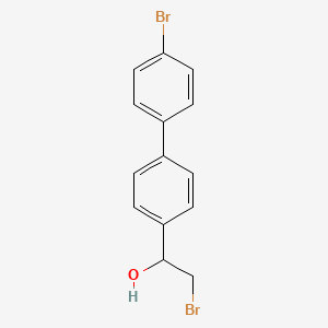 molecular formula C14H12Br2O B13269090 2-Bromo-1-[4-(4-bromophenyl)phenyl]ethan-1-ol 