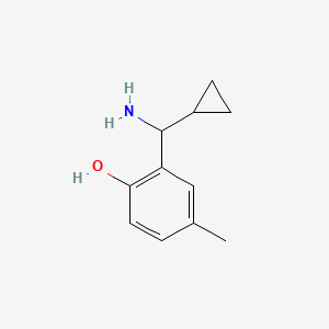 molecular formula C11H15NO B13269096 2-[Amino(cyclopropyl)methyl]-4-methylphenol 