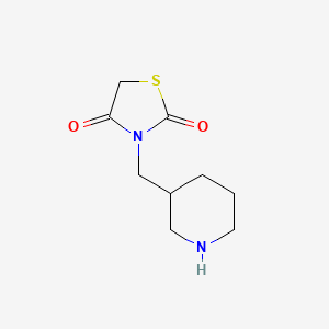 molecular formula C9H14N2O2S B13269125 3-[(Piperidin-3-yl)methyl]-1,3-thiazolidine-2,4-dione 