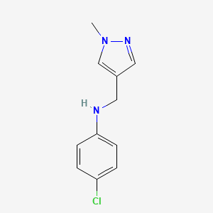 molecular formula C11H12ClN3 B13269211 4-Chloro-N-[(1-methyl-1H-pyrazol-4-yl)methyl]aniline 