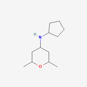 molecular formula C12H23NO B13269277 N-cyclopentyl-2,6-dimethyloxan-4-amine 