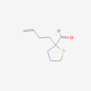 molecular formula C9H14OS B13269319 2-(But-3-en-1-yl)thiolane-2-carbaldehyde 