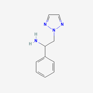 molecular formula C10H12N4 B13269329 1-Phenyl-2-(2H-1,2,3-triazol-2-yl)ethan-1-amine 