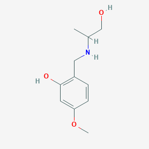 molecular formula C11H17NO3 B13269359 2-{[(1-Hydroxypropan-2-yl)amino]methyl}-5-methoxyphenol 