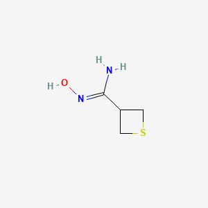 molecular formula C4H8N2OS B13269412 N'-Hydroxythietane-3-carboximidamide 