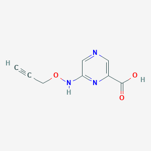 molecular formula C8H7N3O3 B13269422 6-[(Prop-2-yn-1-yloxy)amino]pyrazine-2-carboxylic acid 