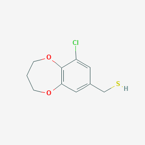 molecular formula C10H11ClO2S B13269463 (9-Chloro-3,4-dihydro-2H-1,5-benzodioxepin-7-YL)methanethiol 