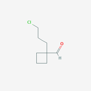 molecular formula C8H13ClO B13269475 1-(3-Chloropropyl)cyclobutane-1-carbaldehyde 