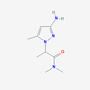molecular formula C9H16N4O B13269509 2-(3-Amino-5-methyl-1H-pyrazol-1-yl)-N,N-dimethylpropanamide 