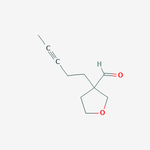 molecular formula C10H14O2 B13269533 3-(Pent-3-yn-1-yl)oxolane-3-carbaldehyde 