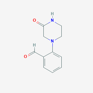 molecular formula C11H12N2O2 B13269557 2-(3-Oxopiperazin-1-yl)benzaldehyde 
