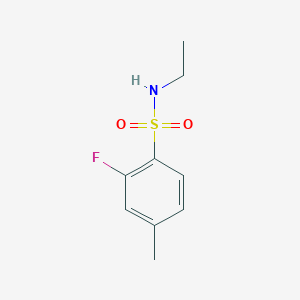 molecular formula C9H12FNO2S B13269569 N-Ethyl-2-fluoro-4-methylbenzene-1-sulfonamide 