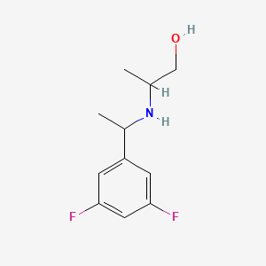 molecular formula C11H15F2NO B13269578 2-{[1-(3,5-Difluorophenyl)ethyl]amino}propan-1-ol 