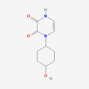 molecular formula C10H14N2O3 B13269720 1-(4-Hydroxycyclohexyl)-1,2,3,4-tetrahydropyrazine-2,3-dione 
