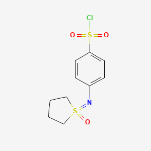 molecular formula C10H12ClNO3S2 B13269721 4-[(1-Oxothiolan-1-ylidene)amino]benzenesulfonyl chloride 