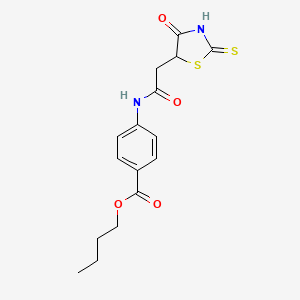 molecular formula C16H18N2O4S2 B1326975 Butyl 4-{[(2-mercapto-4-oxo-4,5-dihydro-1,3-thiazol-5-yl)acetyl]amino}benzoate CAS No. 1142207-19-9