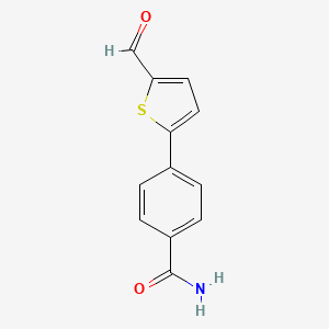 molecular formula C12H9NO2S B13269824 4-(5-Formylthiophen-2-YL)benzamide 