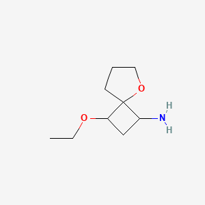 molecular formula C9H17NO2 B13269872 3-Ethoxy-5-oxaspiro[3.4]octan-1-amine 
