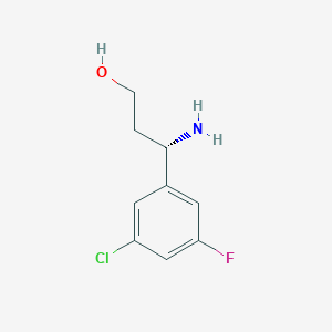 molecular formula C9H11ClFNO B13270014 (3S)-3-Amino-3-(5-chloro-3-fluorophenyl)propan-1-OL 