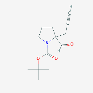 molecular formula C13H19NO3 B13270046 tert-Butyl 2-formyl-2-(prop-2-yn-1-yl)pyrrolidine-1-carboxylate 