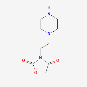 molecular formula C9H15N3O3 B13270059 3-[2-(Piperazin-1-yl)ethyl]-1,3-oxazolidine-2,4-dione 