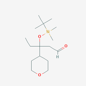 molecular formula C16H32O3Si B13270099 3-[(tert-Butyldimethylsilyl)oxy]-3-(oxan-4-yl)pentanal 