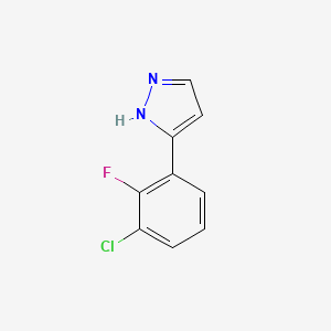 molecular formula C9H6ClFN2 B13270109 5-(3-chloro-2-fluorophenyl)-1H-pyrazole 