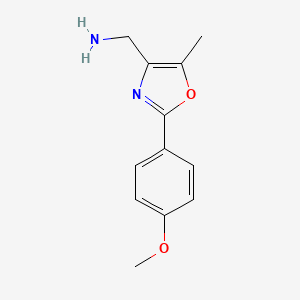 molecular formula C12H14N2O2 B1327011 {[2-(4-甲氧基苯基)-5-甲基-1,3-噁唑-4-基]-甲基}胺 CAS No. 1031655-08-9