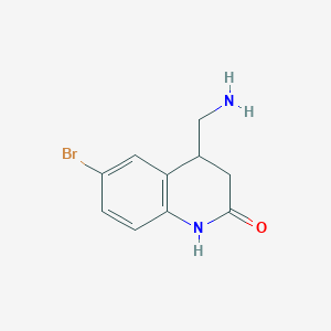 molecular formula C10H11BrN2O B13270110 4-(Aminomethyl)-6-bromo-1,2,3,4-tetrahydroquinolin-2-one 